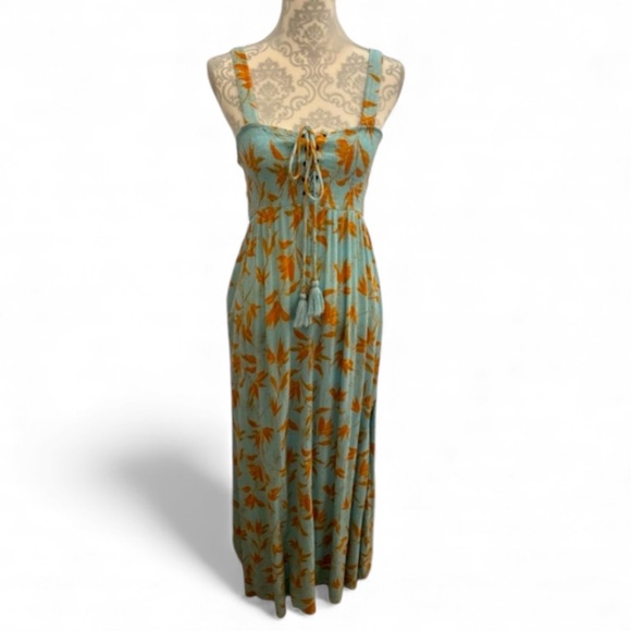 Vintage Forever 21 Spaghetti Strap Smocked Maxi Dress Light Blue Size Small GUC - Picture 9 of 9